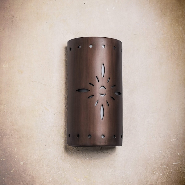 Asavva 17in. High Starburst Ceramic Outdoor Wall Light, Antique Copper Finish